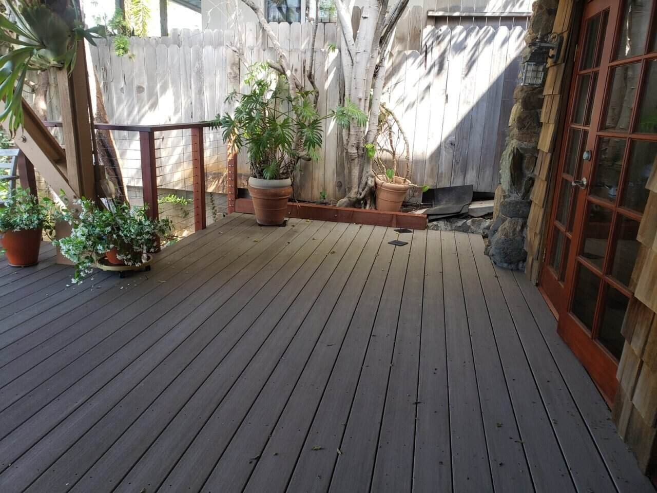 composite deck with plant designs in Laguna beach